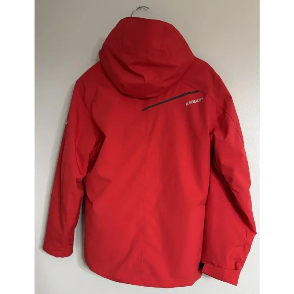 Karbon Hydrogen Ski Jacket Men Medium Red Thermore Hooded Reflective Waterproof
